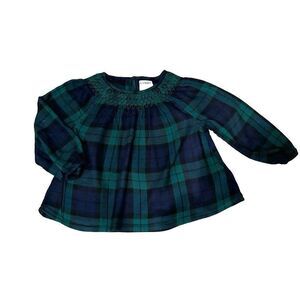Old Navy Green Plaid Smock Top Soft Flannel Blouse Size 5T